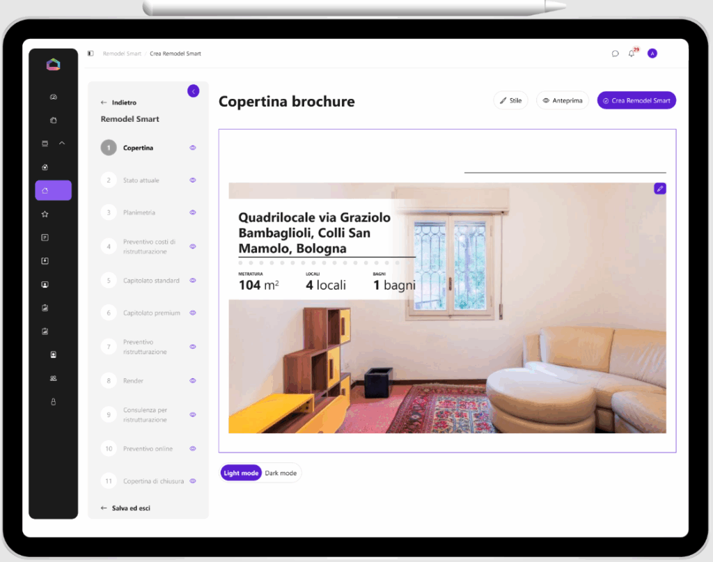 Dashboard Metacasa servizi di rivalorizzazione con IA per agenzie immobiliari