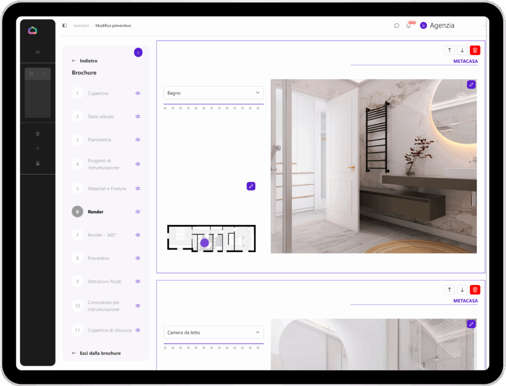 Tour virtuale prima e dopo per servizi di rivalorizzazione con IA per agenzie immobiliari